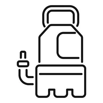 Water pump with handle and pipe line icon Illustration