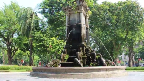 Water pump in the park Stock Footage 69187432