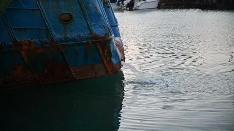 Water pump from start engine at the fishing boat Stock Footage 257125152