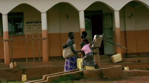 Water pump tap dripping Uganda Africa Stock Footage 170867109