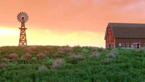 Water Pump Windmill at Farm Stock Footage 223787026