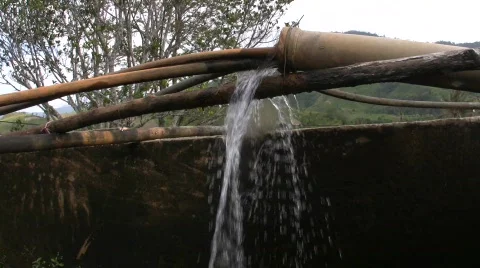 Water is pumped into storage for irrigation, Central Vietnam Stock Footage