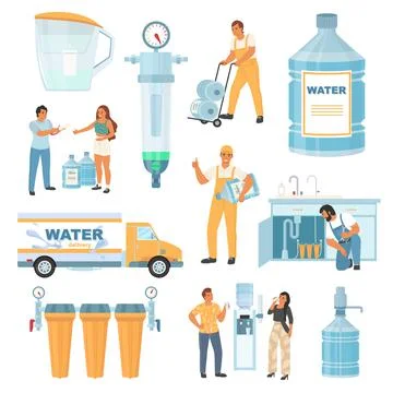 Water purification filter tool isolated vector set Stock-Illustration