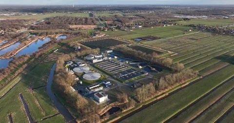 Water purification plant facility, basins and industrial installation for the Stock Footage 307818006