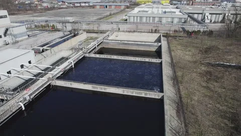 Water purification pools in the textile industry Stock Footage 330471631