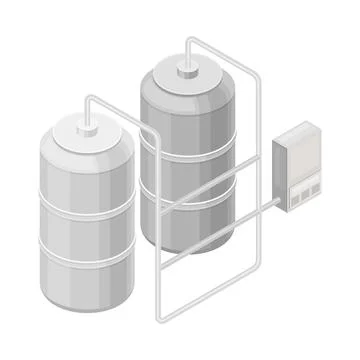 Water Purification Process with Filtration and Distillation in Cylindrical Tank Stock Illustration