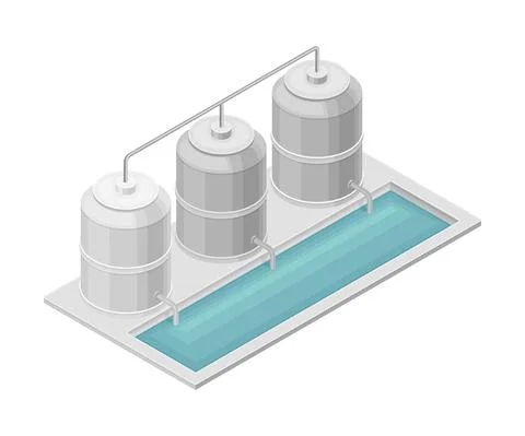 Water Purification Process with Filtration and Distillation in Cylindrical Tank 库存插图