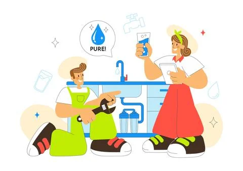 Water Purification System Technology Illustration Featuring Clean Drinking .. Stock Illustration