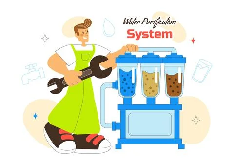 Water Purification System Technology Illustration Featuring Clean Drinking .. Stock Illustration