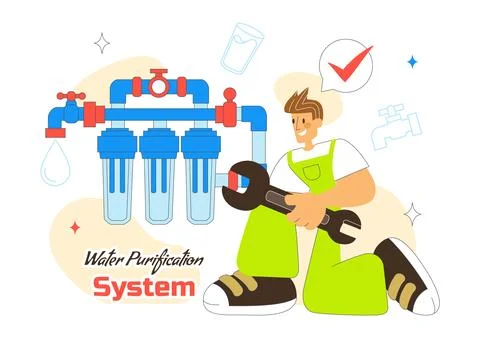 Water Purification System Technology Illustration Featuring Clean Drinking .. Stock Illustration