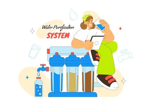 Water Purification System Technology Illustration Featuring Clean Drinking .. Stock Illustration