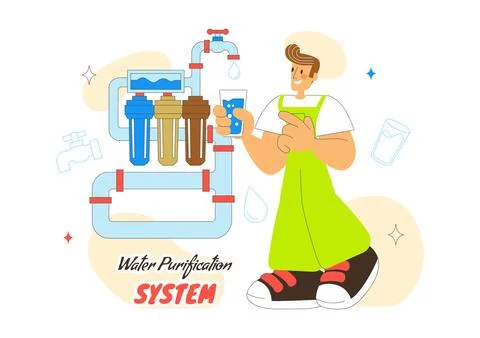 Water Purification System Technology Illustration Featuring Clean Drinking .. Stock Illustration