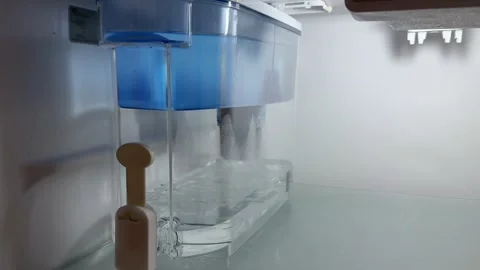 Water Purifier Pitcher Inside Refrigerator Stock Footage 345687815