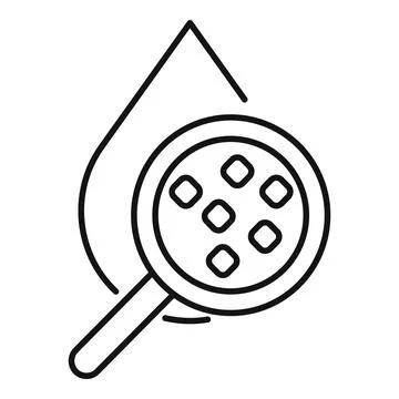 Water purity control showing through magnifying glass and water drop Stock Illustration