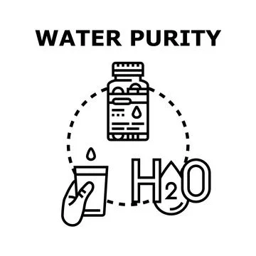 Water purity testing, filtering, and drinking concept Stock Illustration