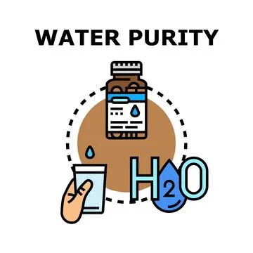 Water purity testing, filtering, and drinking concept Stock Illustration