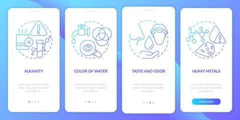 Water quality analysis blue gradient onboarding mobile app screen 스톡 일러스트