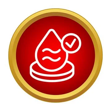Water quality drop check mark icon button Illustrazione stock