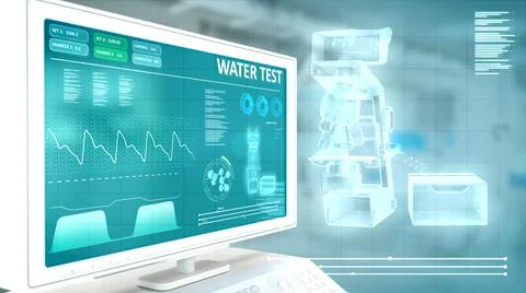 Water quality test in hi-tech hospital room - industrial 3D rendering Stock Illustration