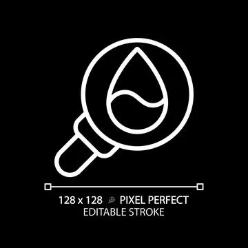 Water quality white linear icon for dark theme Illustrazione stock