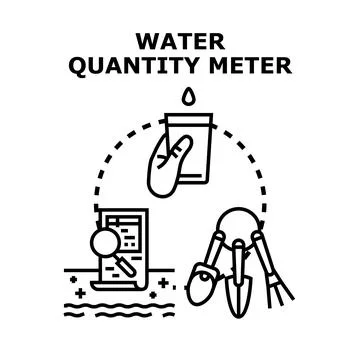 Water quantity meter concept measuring irrigation resources Ilustração Stock