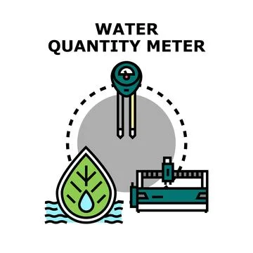 Water quantity meter measuring environmental and industrial resources Ilustração Stock