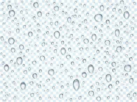 Water, rain, dew or splash shower drops isolated on transparent background. Pure Stock Illustration