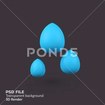 Water Rain Drop isolated 3d render icon illustration PSD Template