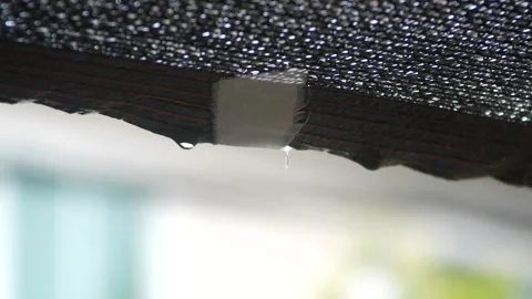 Water rain drops with focus on the canvas roof, video footage 4K 스톡 동영상 289437984