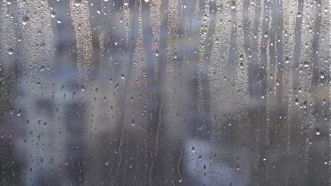 Water rain drops on window Video stock 188304677