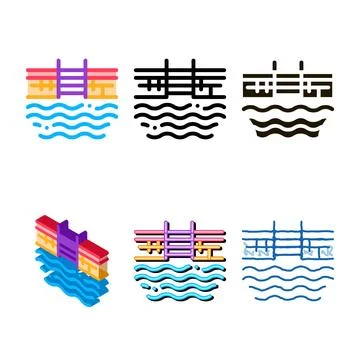 Water range pool icon vector outline 스톡 일러스트