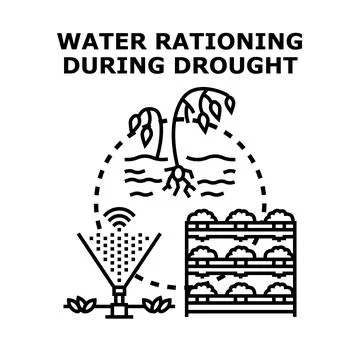 Water rationing during drought using smart irrigation technology Stock Illustration