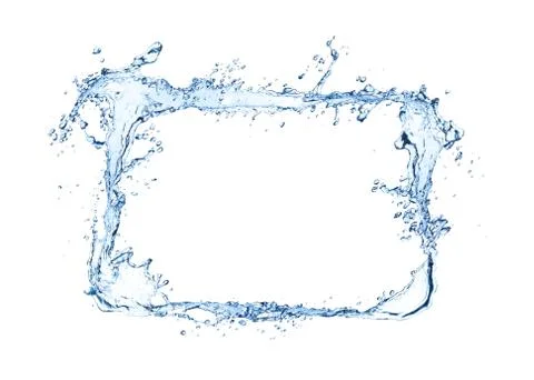 Water rectangle splash isolated on white background Stock Photos