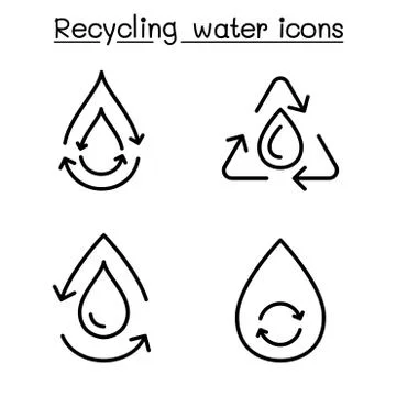 Water Recycle icon set in thin line style Illustrazione stock