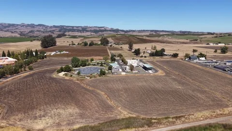 Water recycling facility drone view in Petaluma, California Stock Footage 346305564