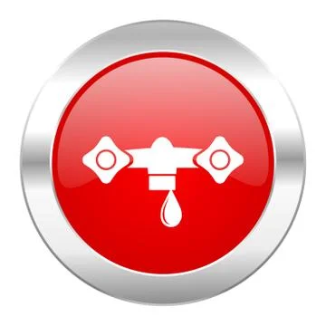 Water red circle chrome web icon isolated. Stock Illustration