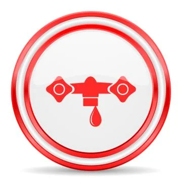Water red white glossy web icon Stock Illustration