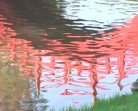 Water reflection of a footbridge Stock Footage 98447
