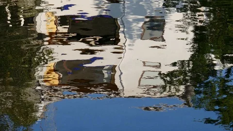 Water reflection, House abstract, autumn, Bremen, Germany Stock Footage 117424044