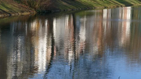 Water reflection, House abstract, winter, Bremen, Germany. Stock Footage 123568024