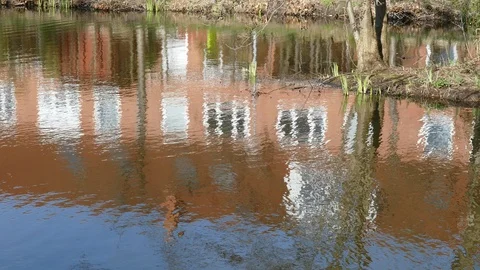 Water reflection, House abstract, winter, Bremen, Germany. Stock Footage 127028315