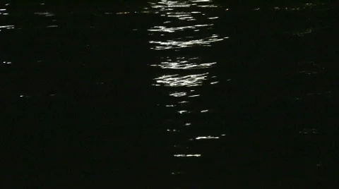 Water reflection night tilt  Stock Footage 534348