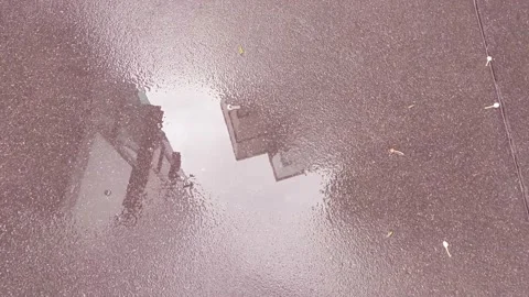 Water reflection on purple red granite floor n wall of business office building Stock Footage 165602809