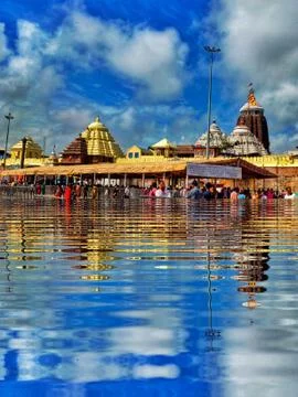 Water reflection of Shree jagannath temple puri odisha Stock Photos
