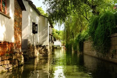 Water reflection in Suzhou city Stock Photos