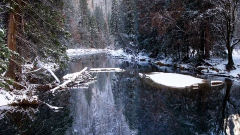 Water Reflection Winter Landscape Stock Footage