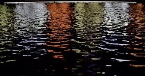 Water Reflections of Colorful Lights Stock Footage 159016003