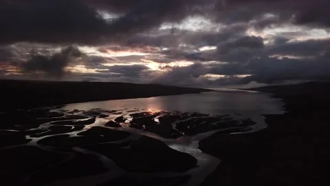 Water with Reflections of Sky Light and Clouds. Sunrise. Iceland. Stock Footage 165181449