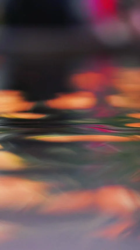 Water reflects lanterns in slow motion mode vertic Stock Footage 313113671