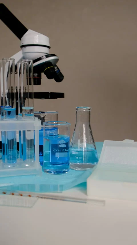 Water research in the laboratory. Selective focus. Stock Footage 306295655